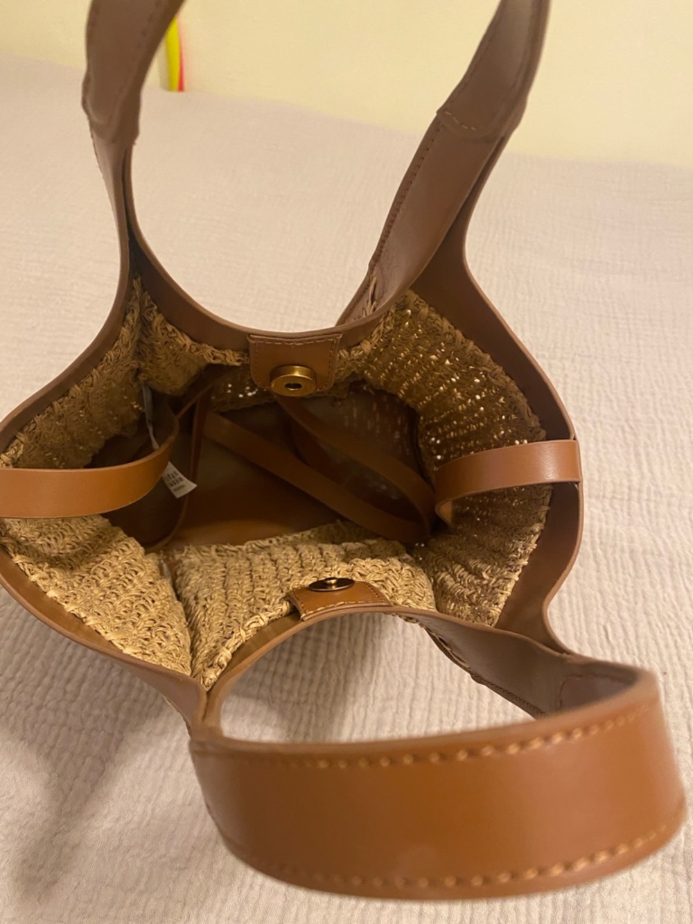 BODEN Woven Straw and Leather Tote Bag in Tan - Picture 13 of 14